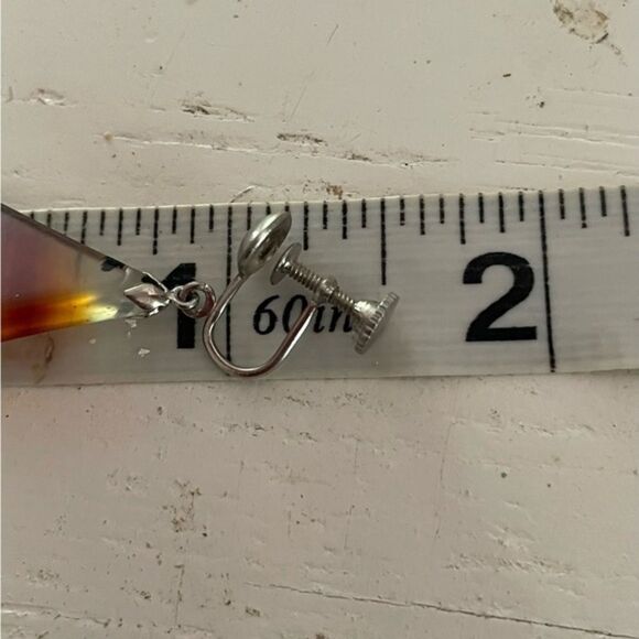 Vintage 1.5” sterling silver triangular shaped agate screw back drop earrings - Picture 9 of 9